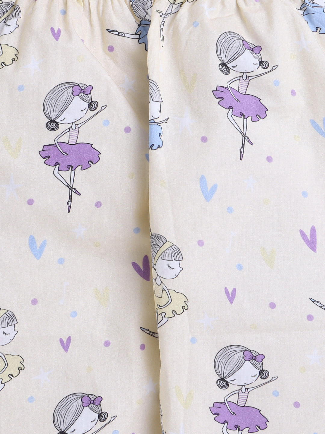 Ballerinas Print Night Suit- Light Yellow