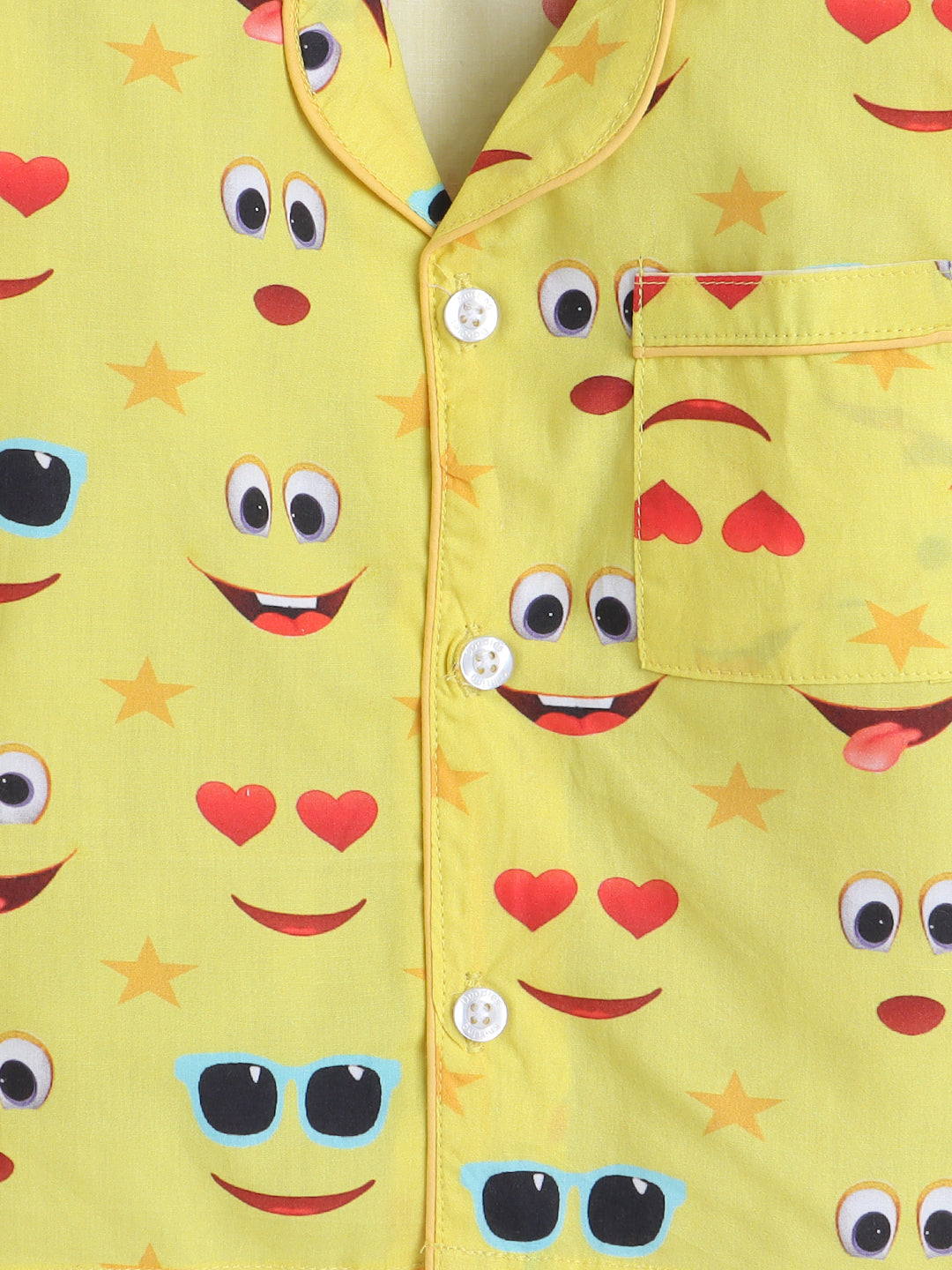 Emoji Print Night Suit- Yellow