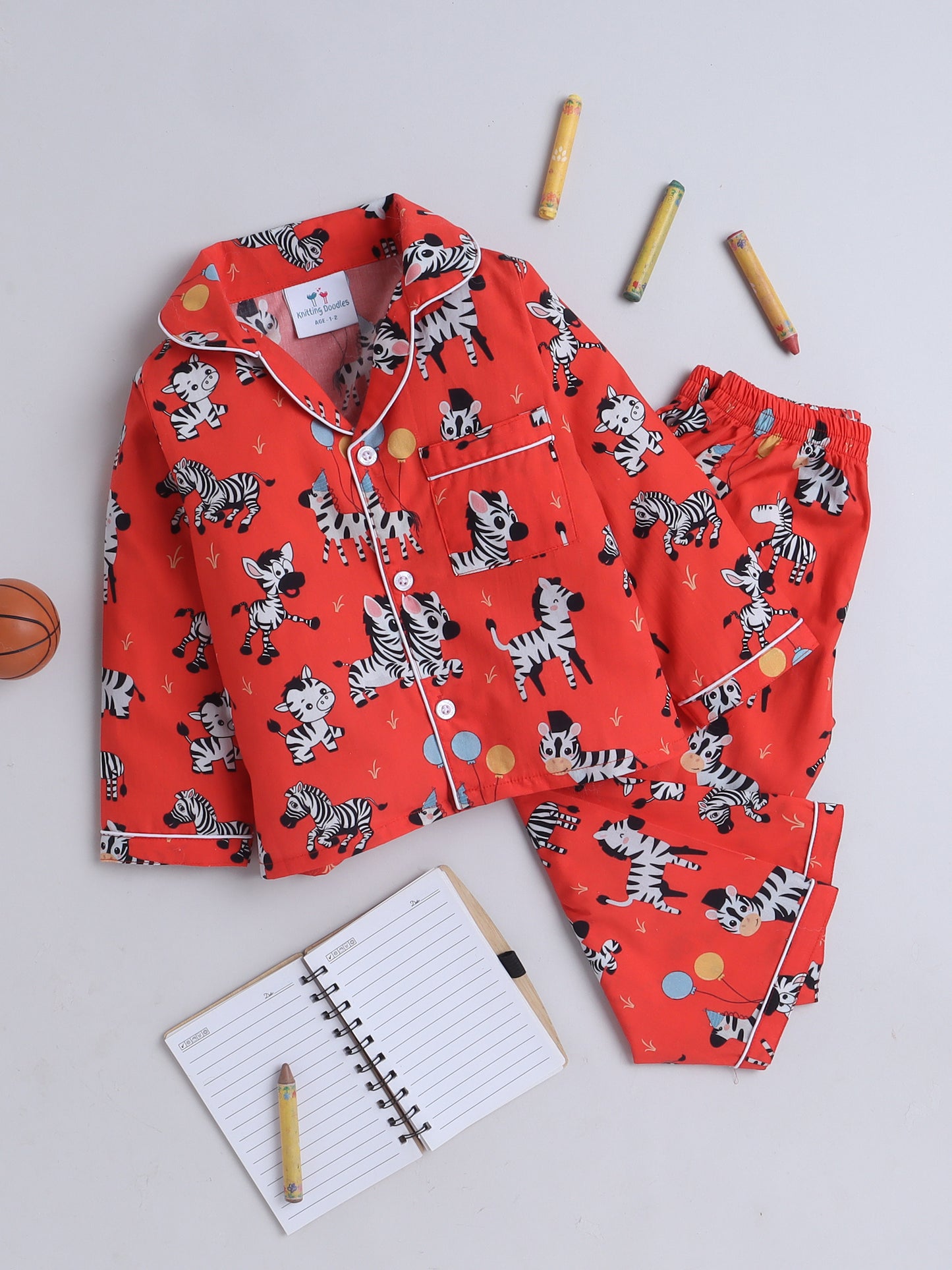 Zebra Print Nightsuit- Red