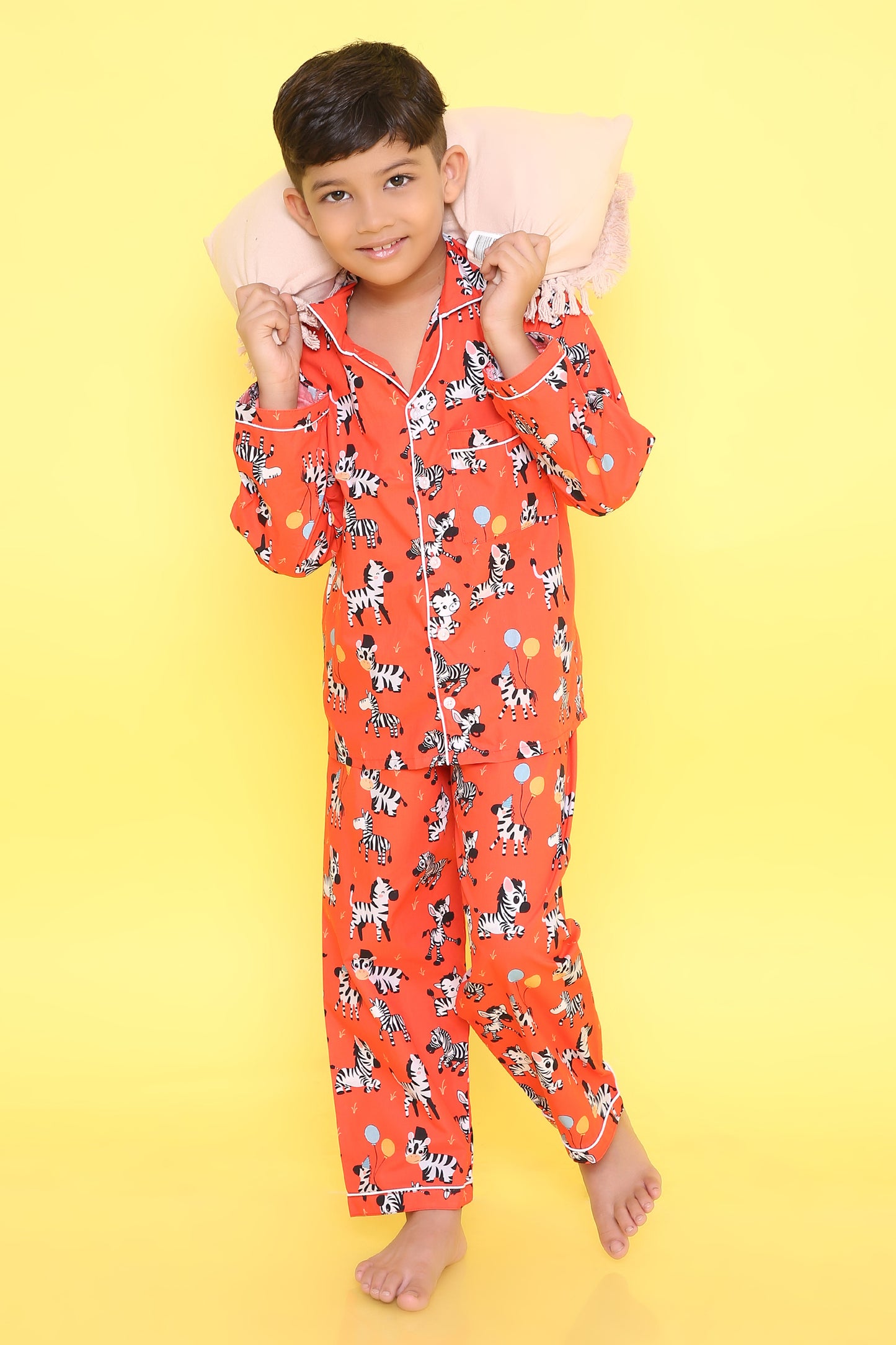 Zebra Print Nightsuit- Red