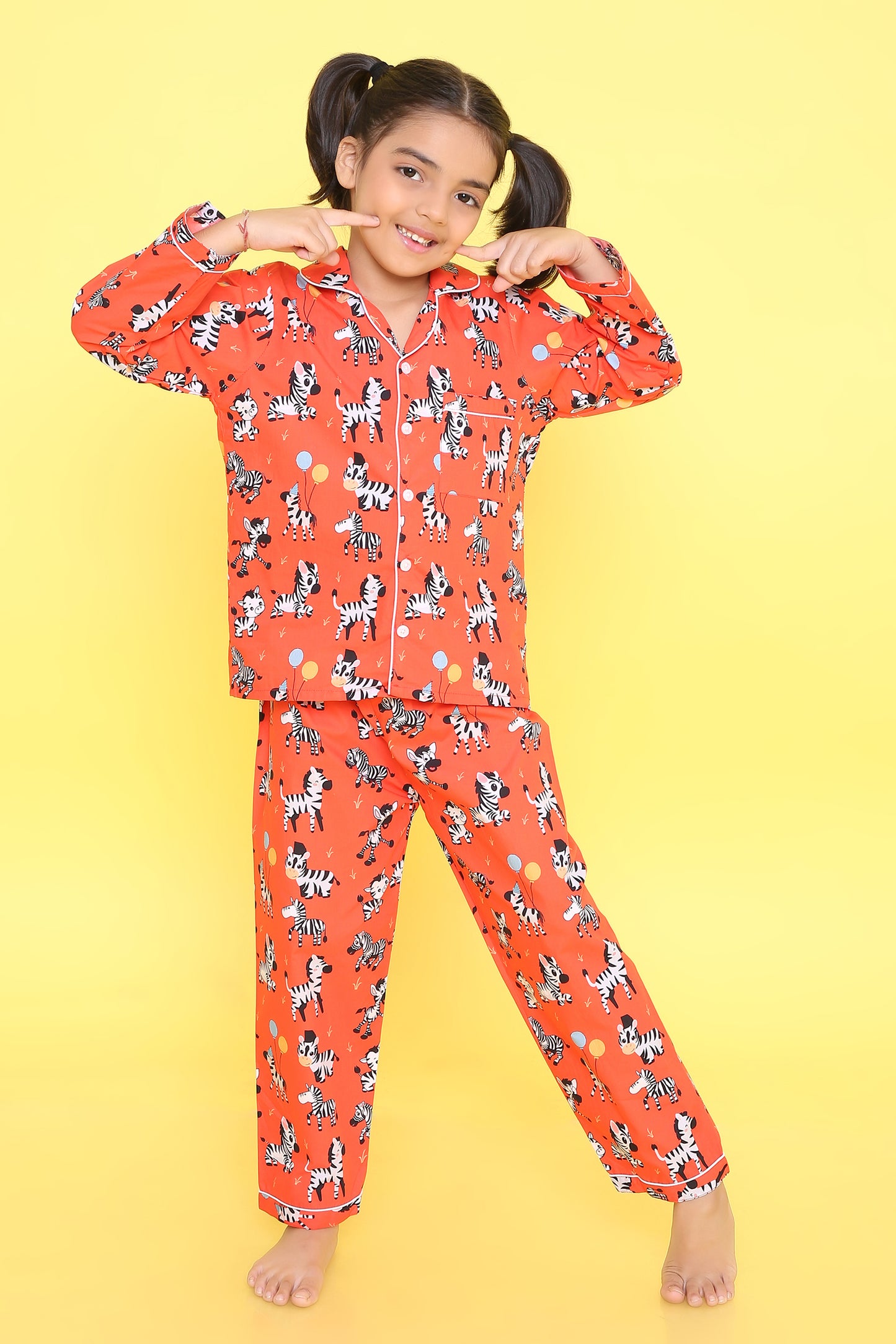 Zebra Print Nightsuit- Red