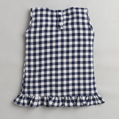 Blue and White Checks Coord Set- Shirt with Lace and Shorts