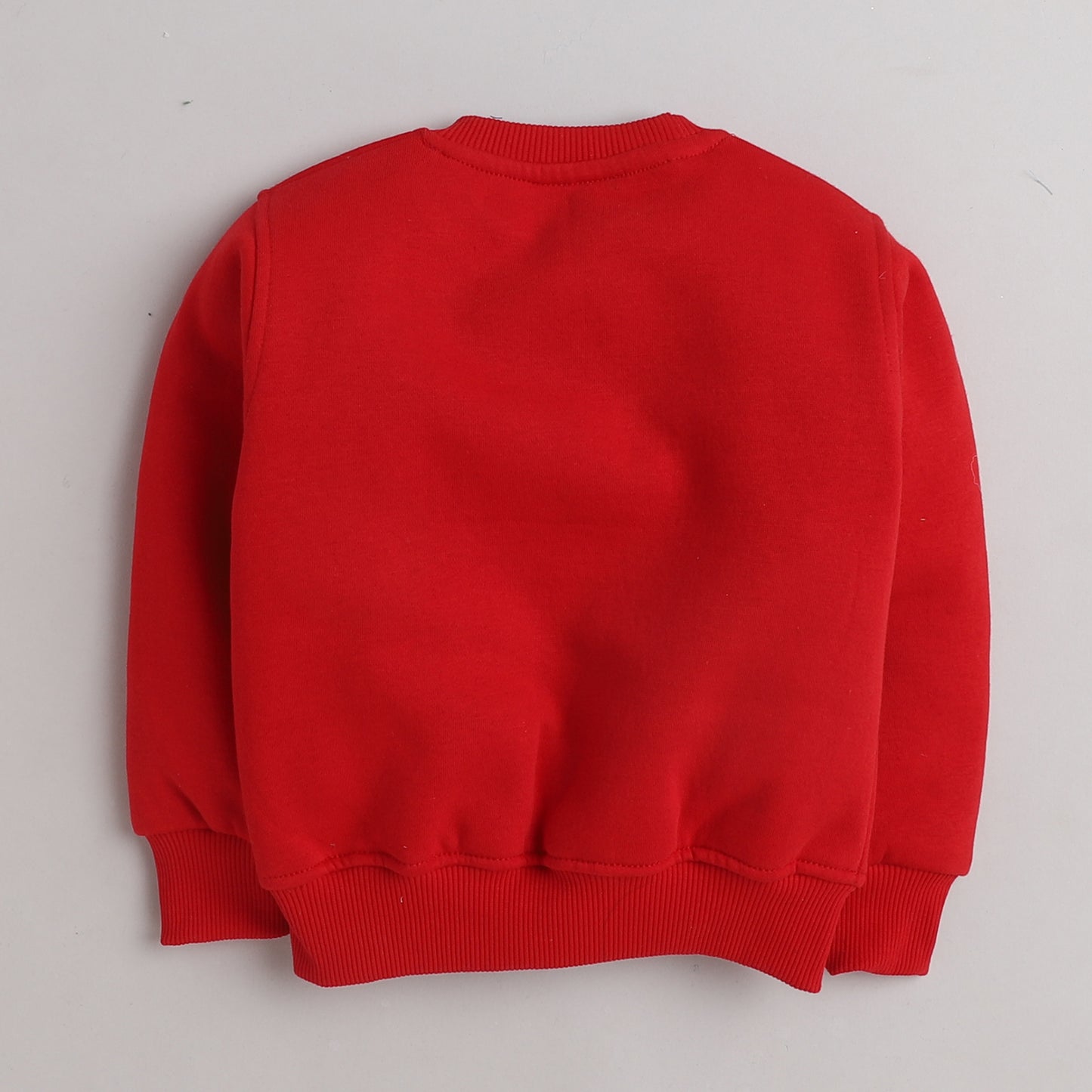 Knitting Doodles Fleece Kid's Red Round Neck Cloud And Aeroplane Print Sweatshirt With Front Pocket- Red