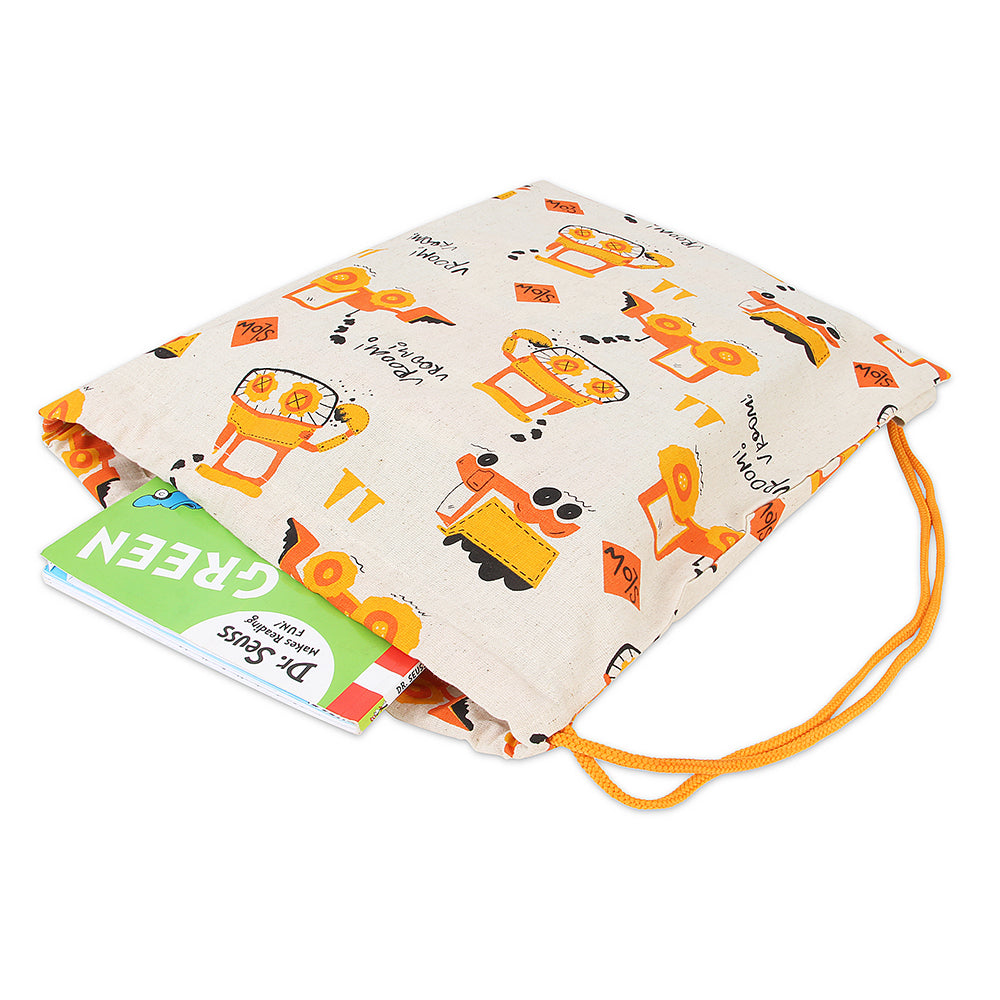 Construction Print  Drawstring Bag