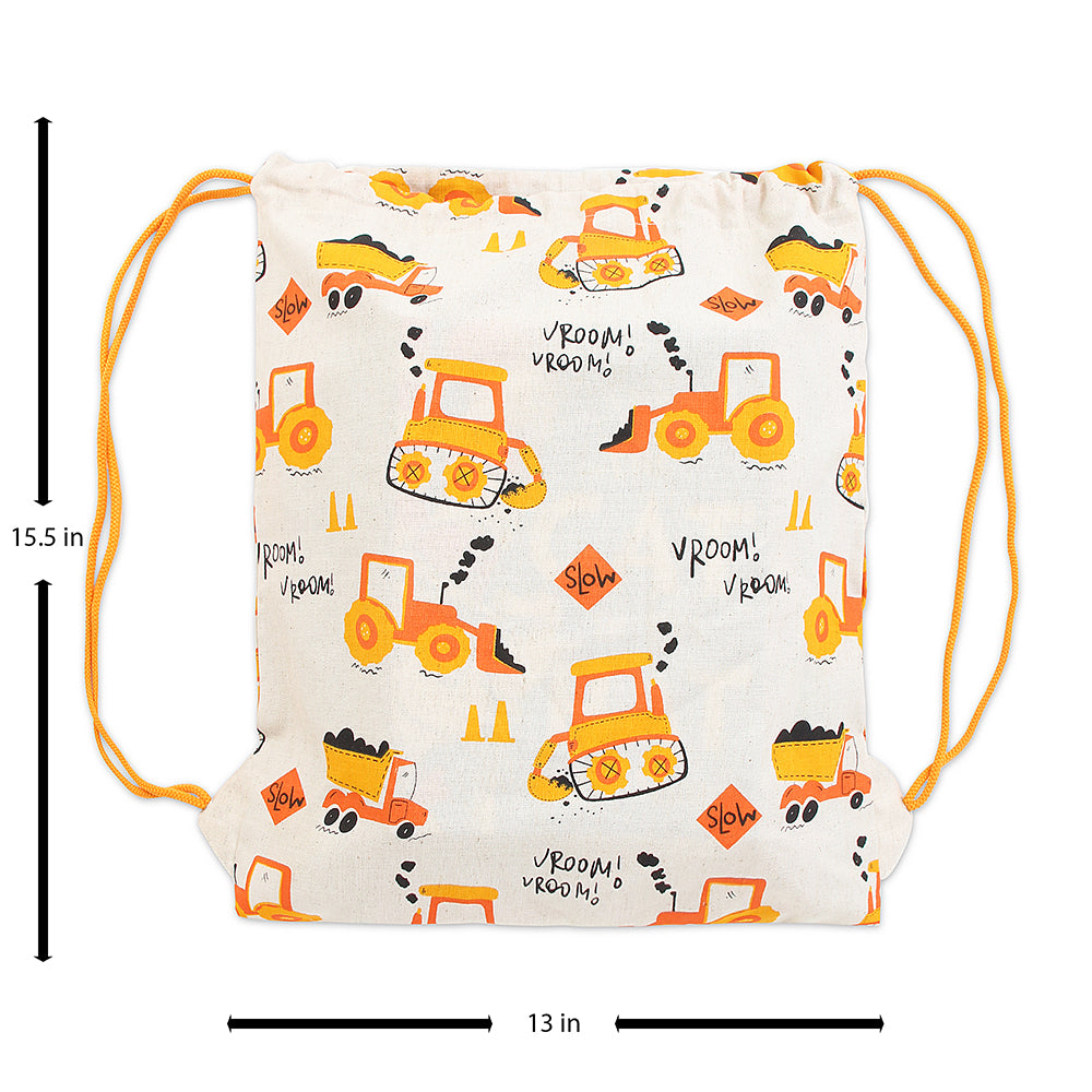 Construction Print  Drawstring Bag