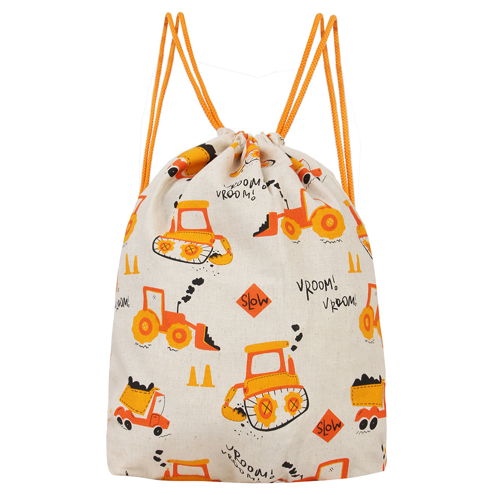 Construction Print  Drawstring Bag