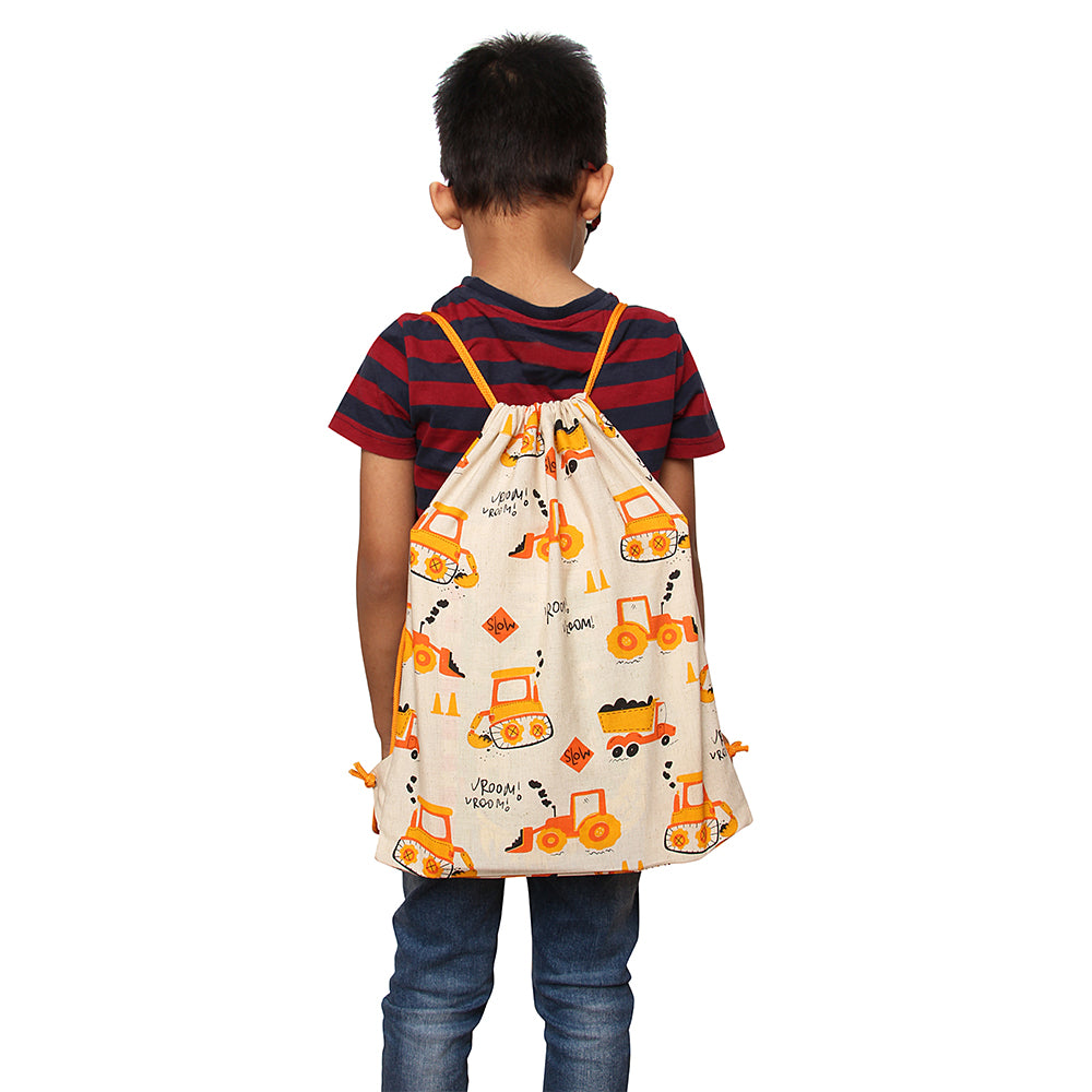 Construction Print Drawstring Bag
