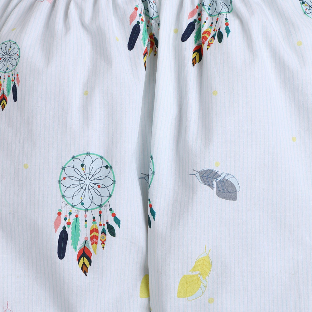 Knitting Doodles Dreamcatcher Print Night Suit- Light Blue