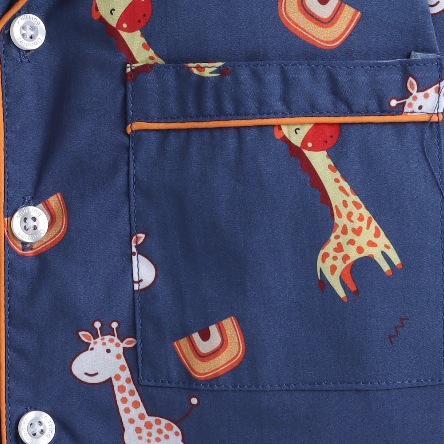 Giraffe Print Nightsuit- Blue