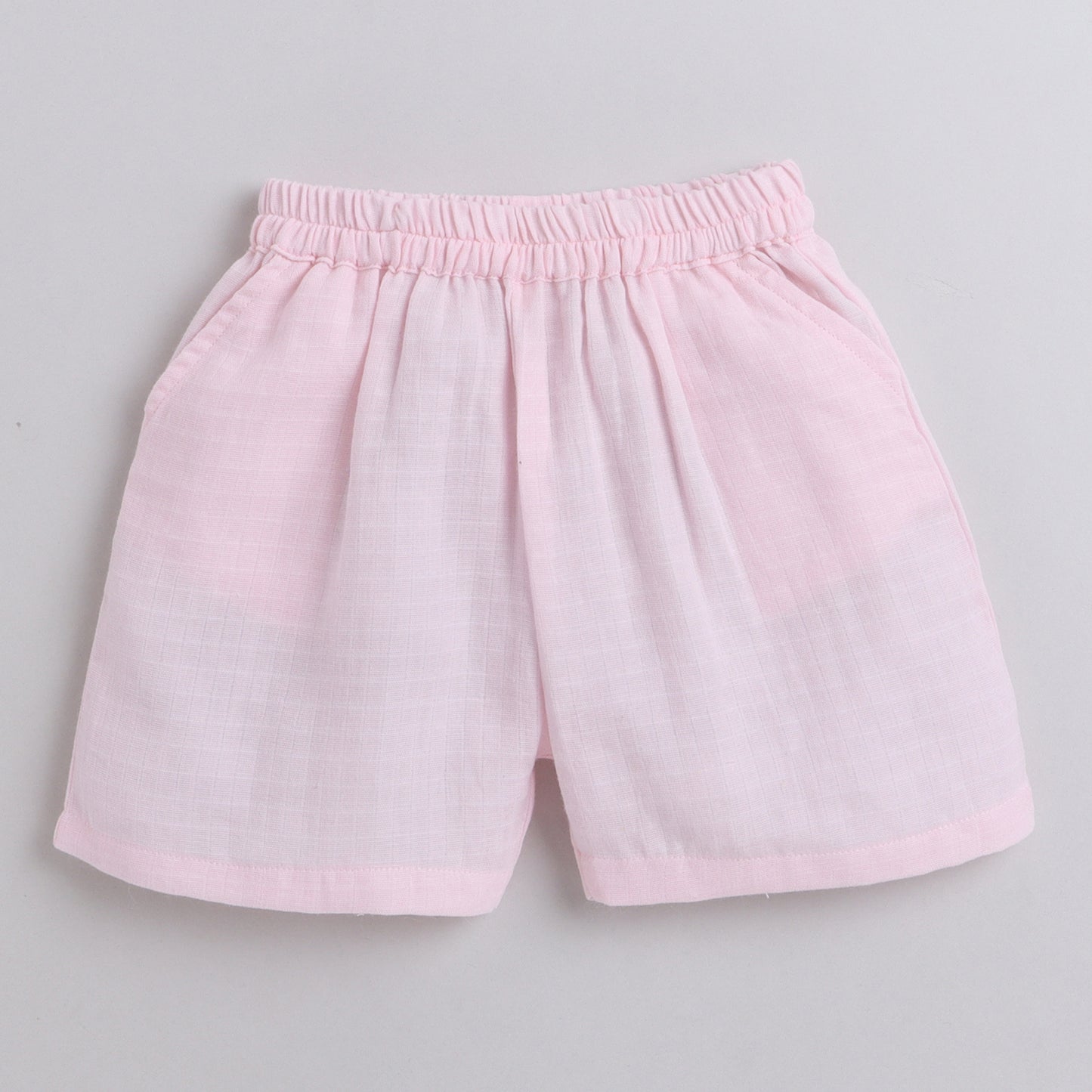 Pink Coord Set With Shorts And Button Detailing