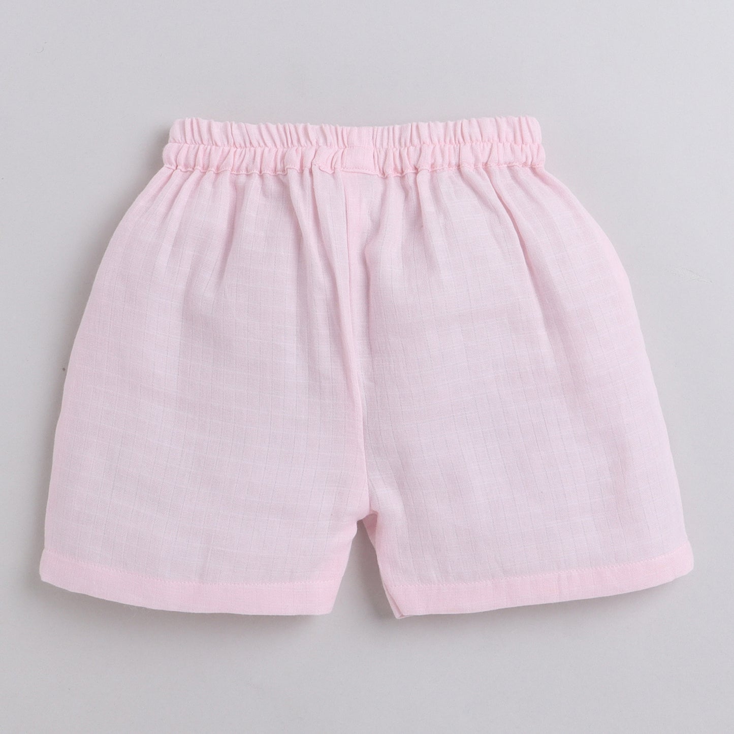 Pink Coord Set With Shorts And Button Detailing