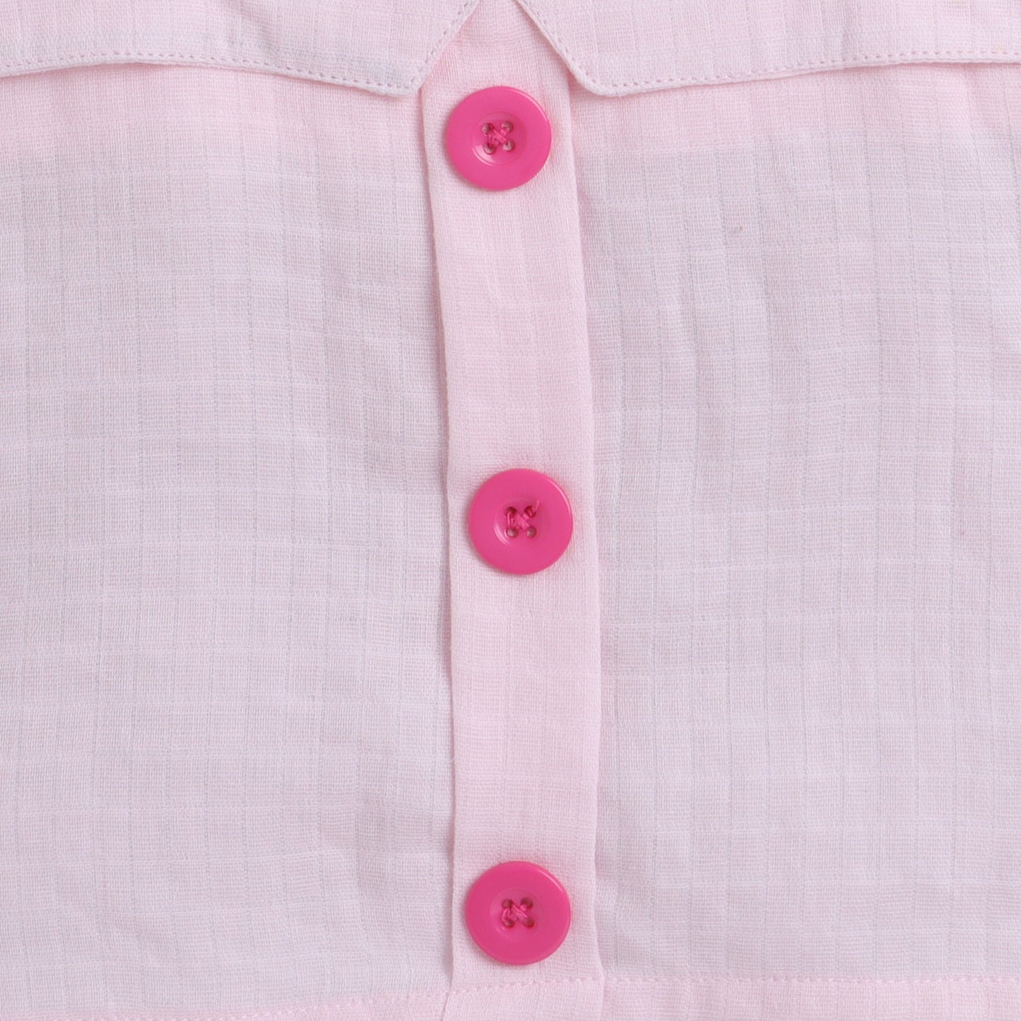 Pink Coord Set With Shorts And Button Detailing