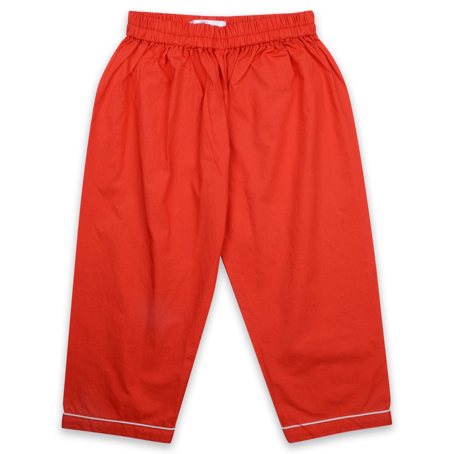Red Poplin Night Suit With Let It Snow Emboidery On Pocket
