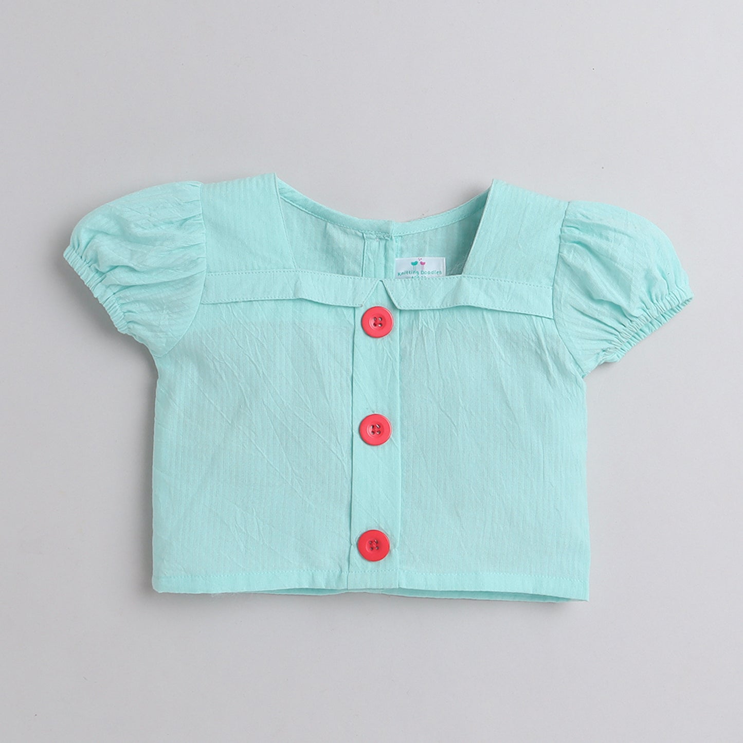 Sea Green Coord Set With Shorts And Button Detailing