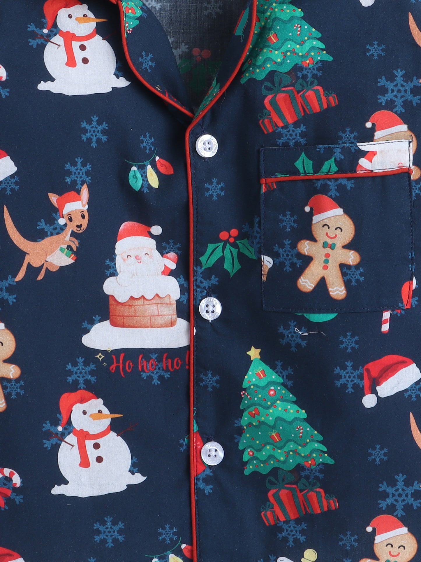 Christmas theme Print Nightsuit- Dark Blue