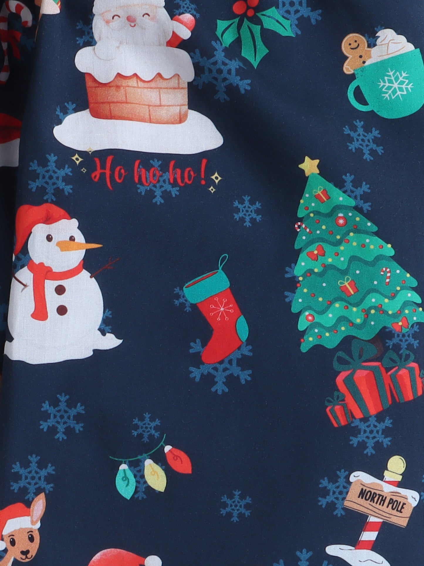 Christmas theme Print Nightsuit- Dark Blue