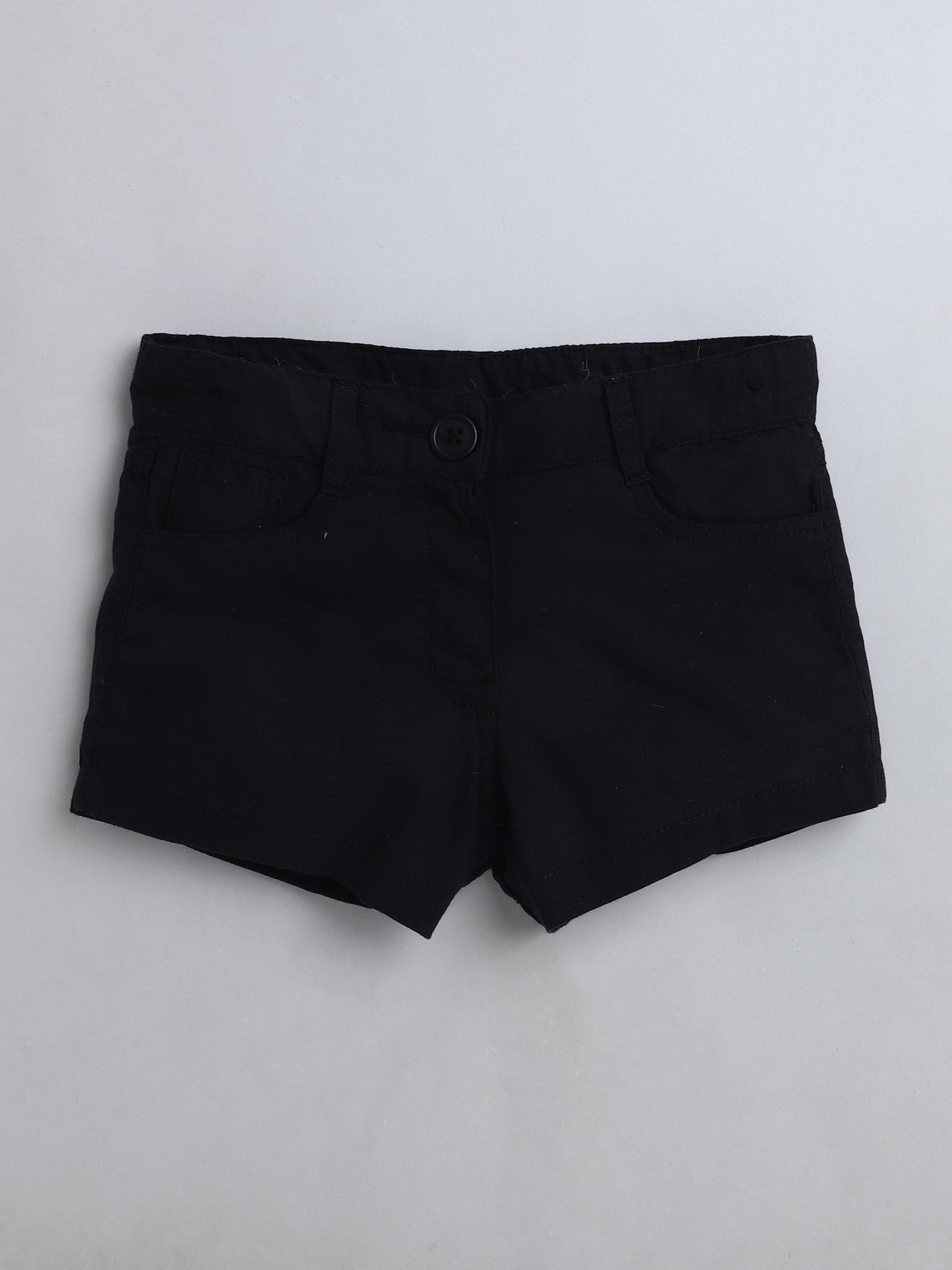 Girls' Shorts with Adjustable Waist- Black