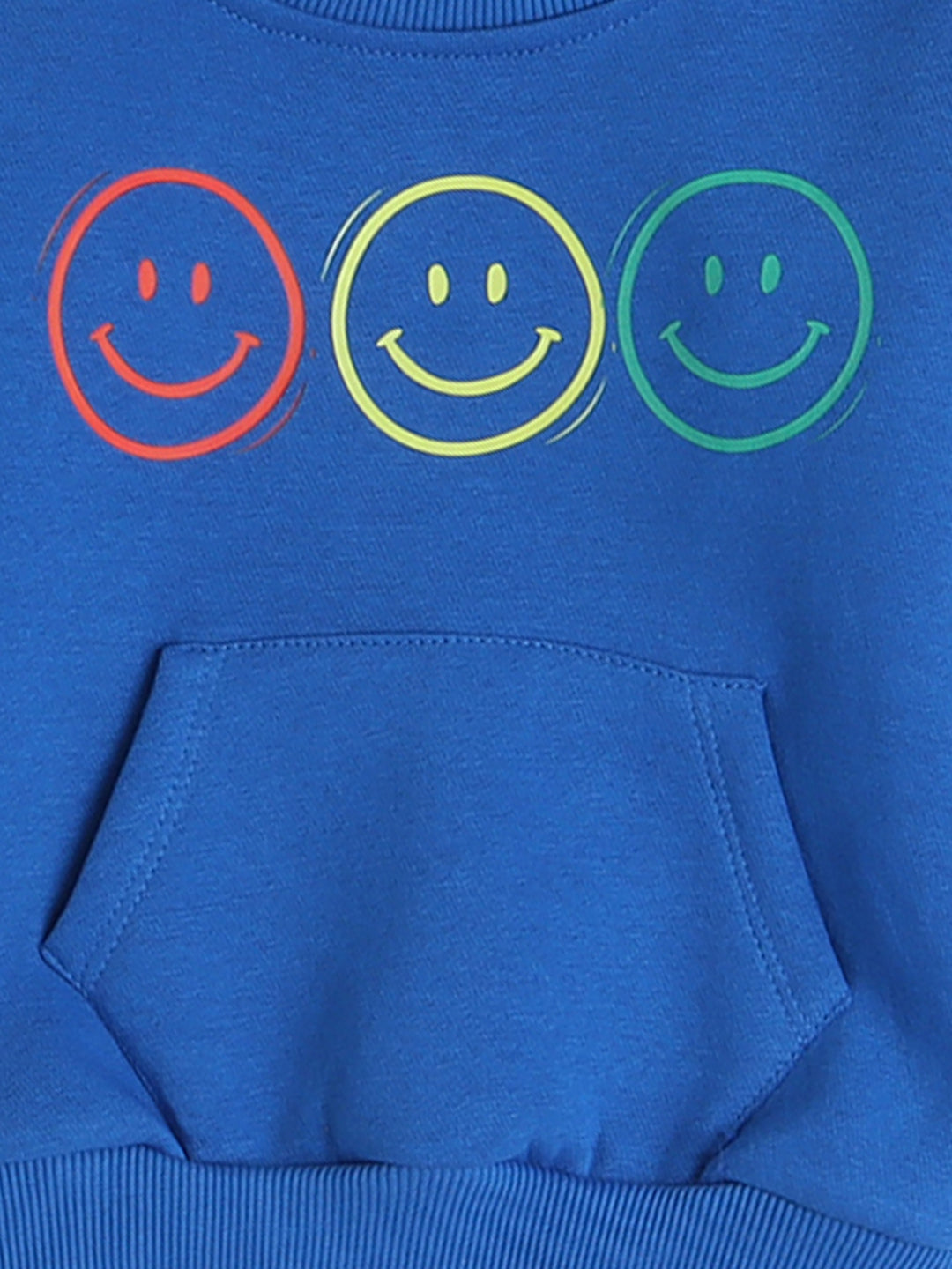 Knitting Doodles Kids' Sweat Shirt with Warm Fleece and Smart Smiley faces Print- Blue