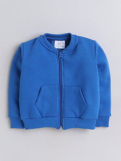 Knitting Doodles Kid's Jacket with Warm Fleece- Blue