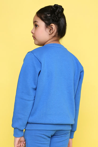 Knitting Doodles Kids' Sweat Shirt with Warm Fleece and cute Unicorn Print- Blue