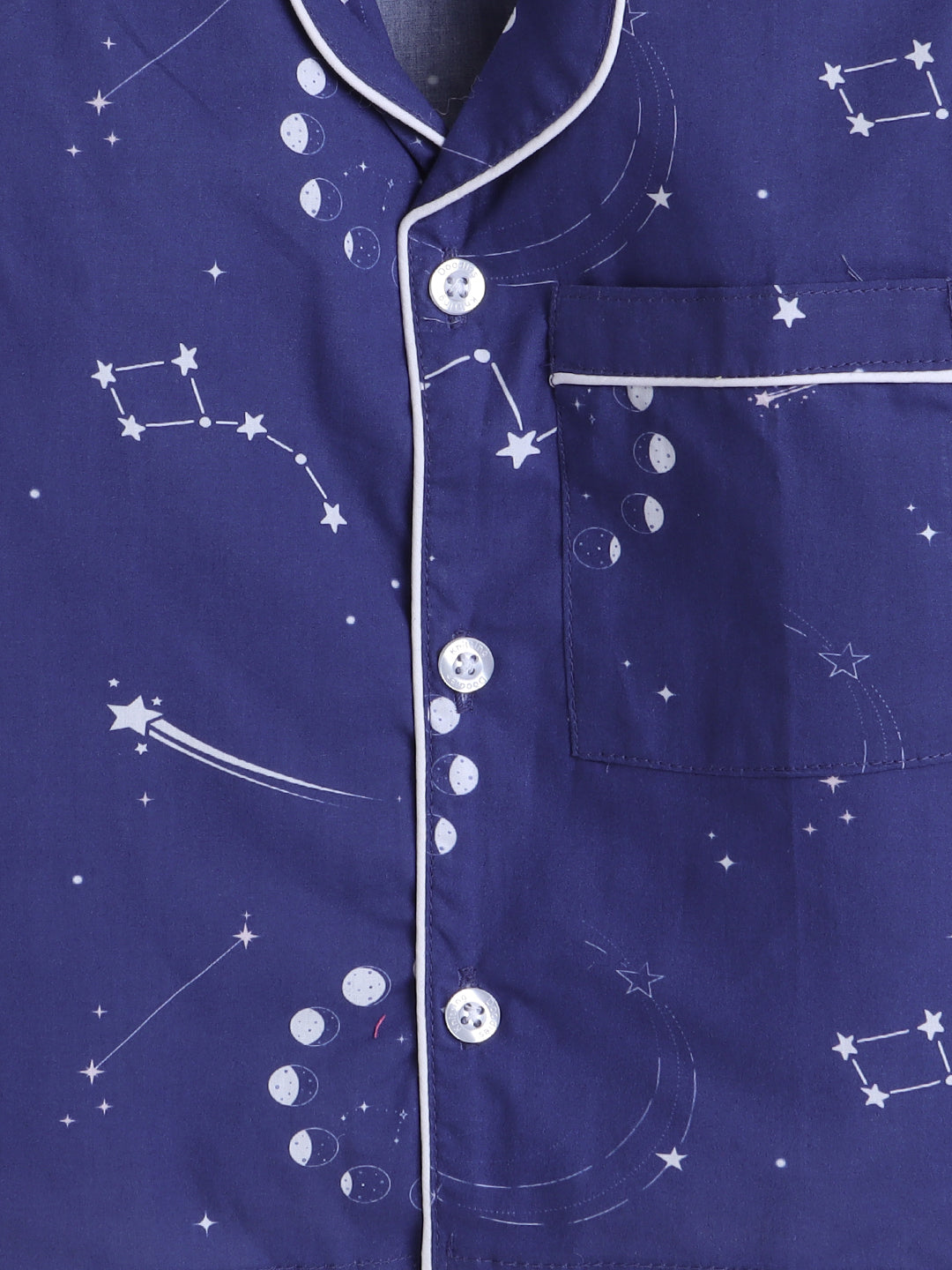 Moon, Stars and Constellations Print Night Suit- Dark Blue