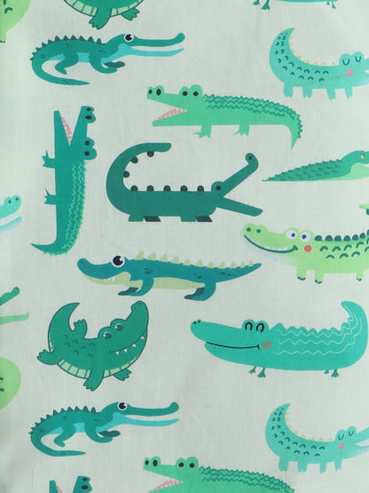 Crocodile Print Nightsuit- Light Green