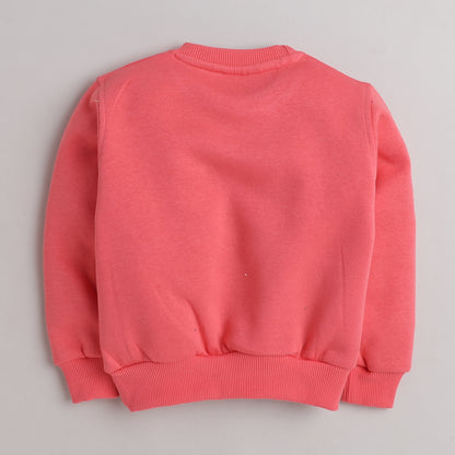 Candy Lover Print Sweatshirt with Fleece Lining- Pink