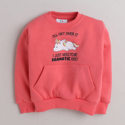 Unicorn Sweatshirt with Fleece Lining- Pink