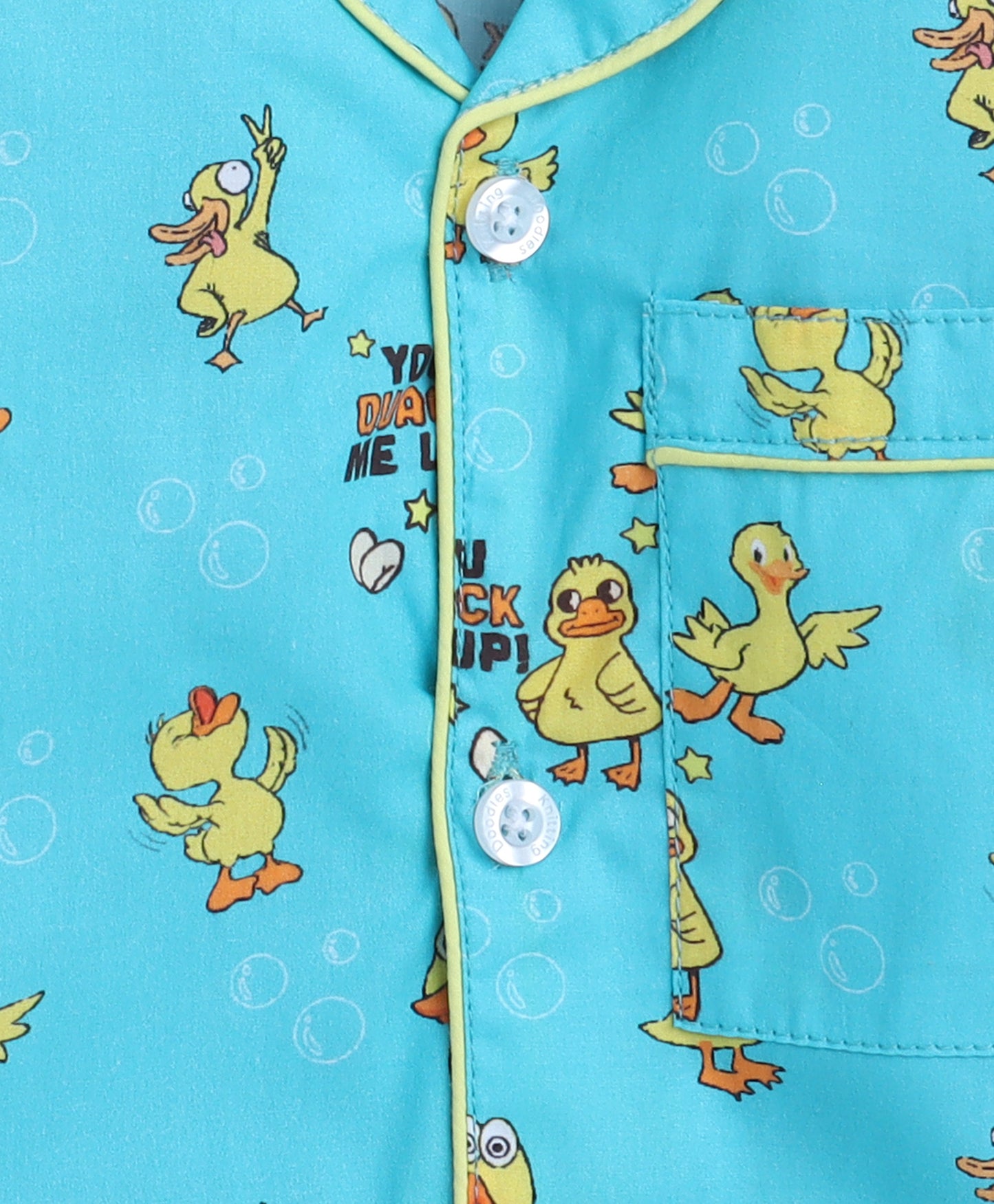 Ducks Print Night Suit- Blue