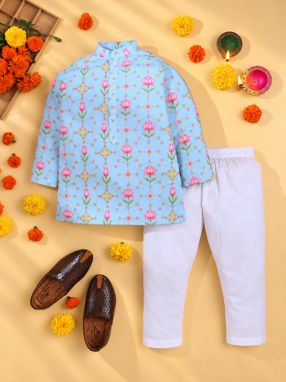 Blue Lotus Kurta Pyjama Set
