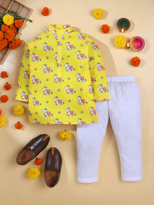 Sunshine Cow Kurta Pyjama Set