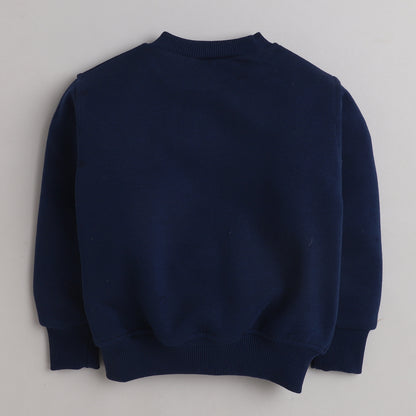 Good Vibes Sweatshirt with Fleece Lining- Navy