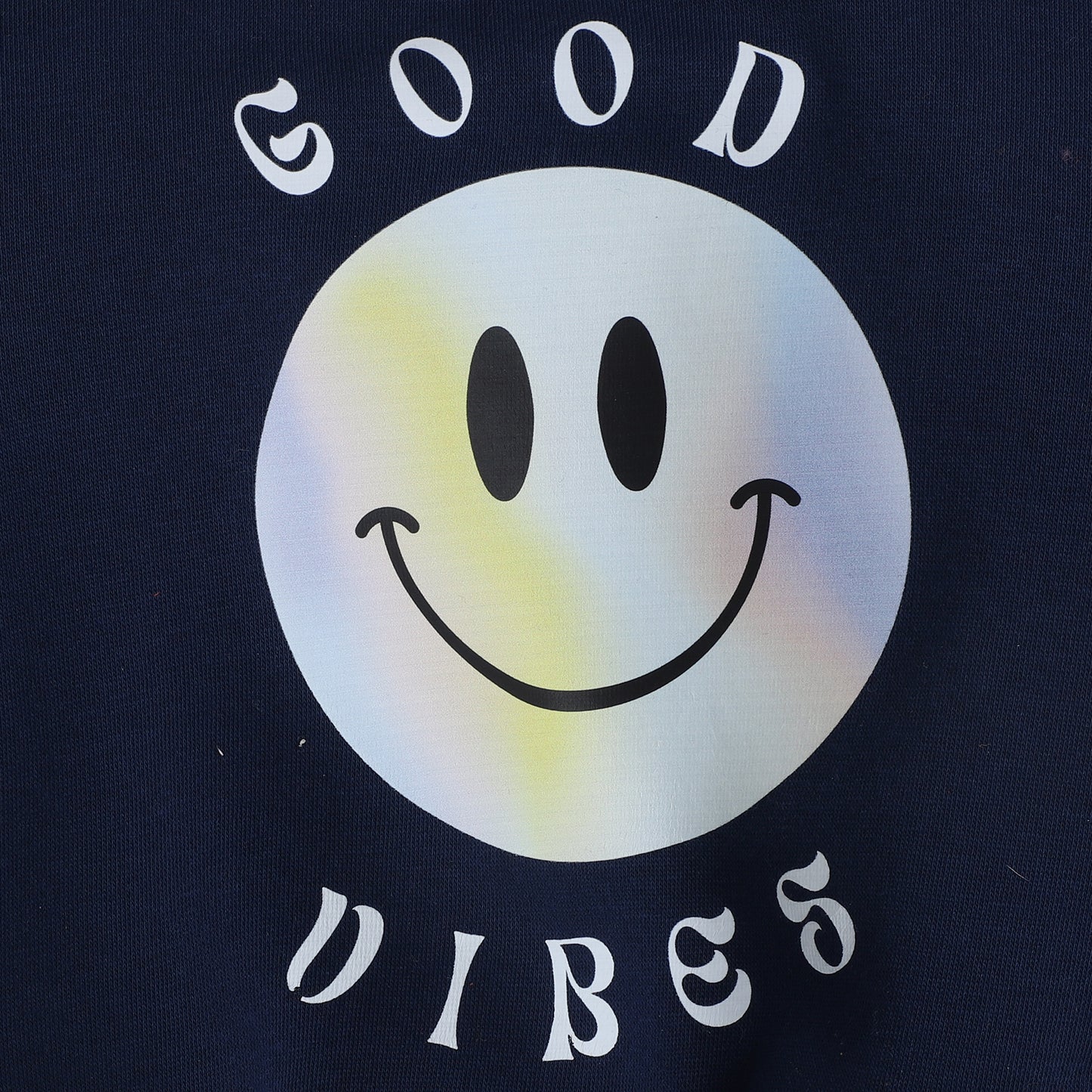 Good Vibes Sweatshirt with Fleece Lining- Navy