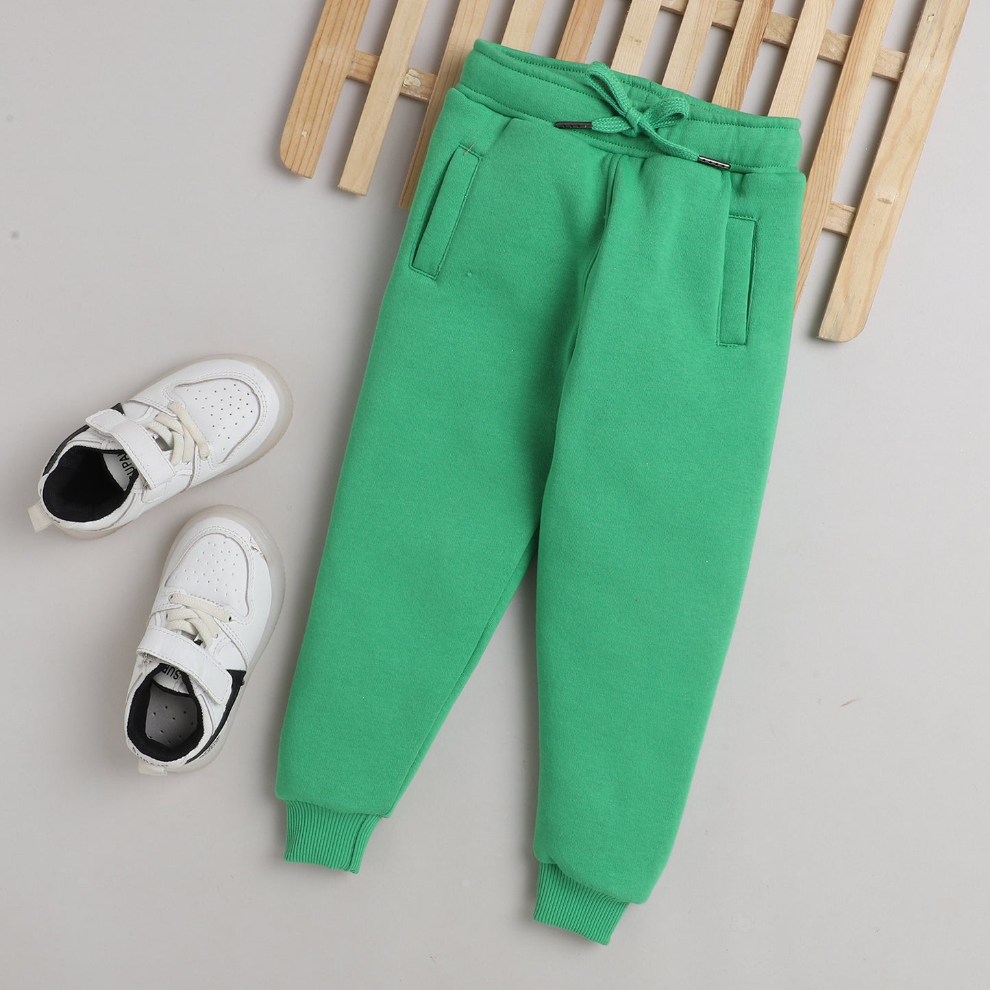 Trackpant with Fleece Lining and Elasticated waist- Green