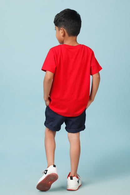 Knitting Doodles Pure cotton Boys' Red t-shirt with Growing everyday print- Red