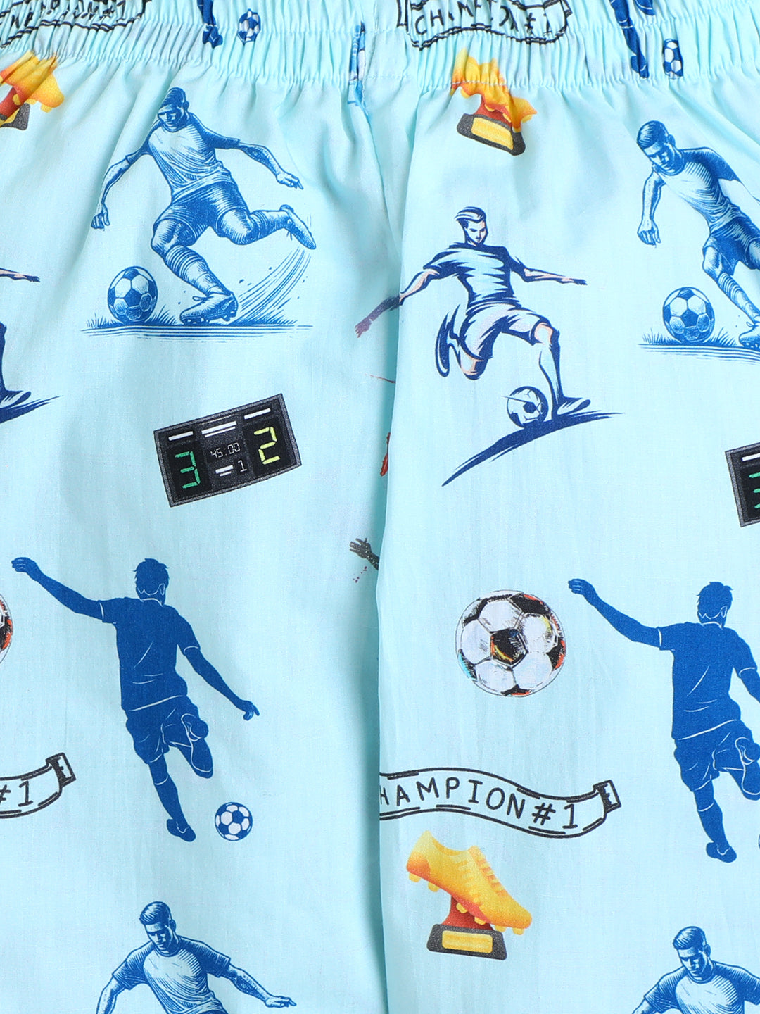 Football Print Nightsuit- Light Blue