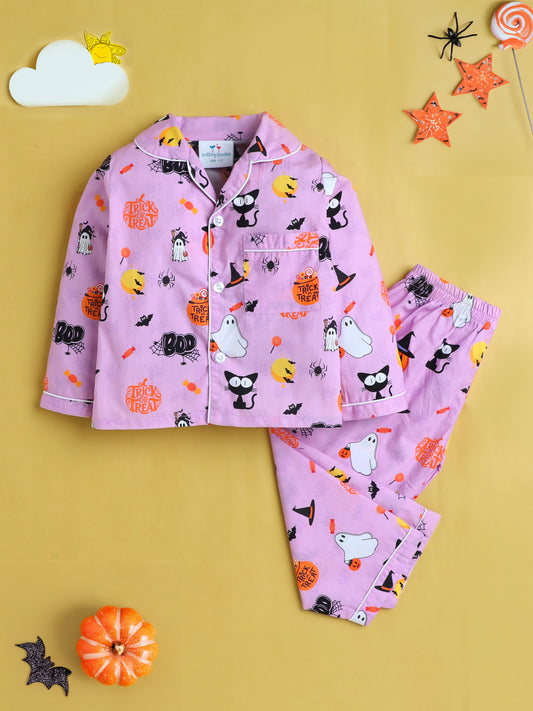 Haloween Print Nightsuit- Purple