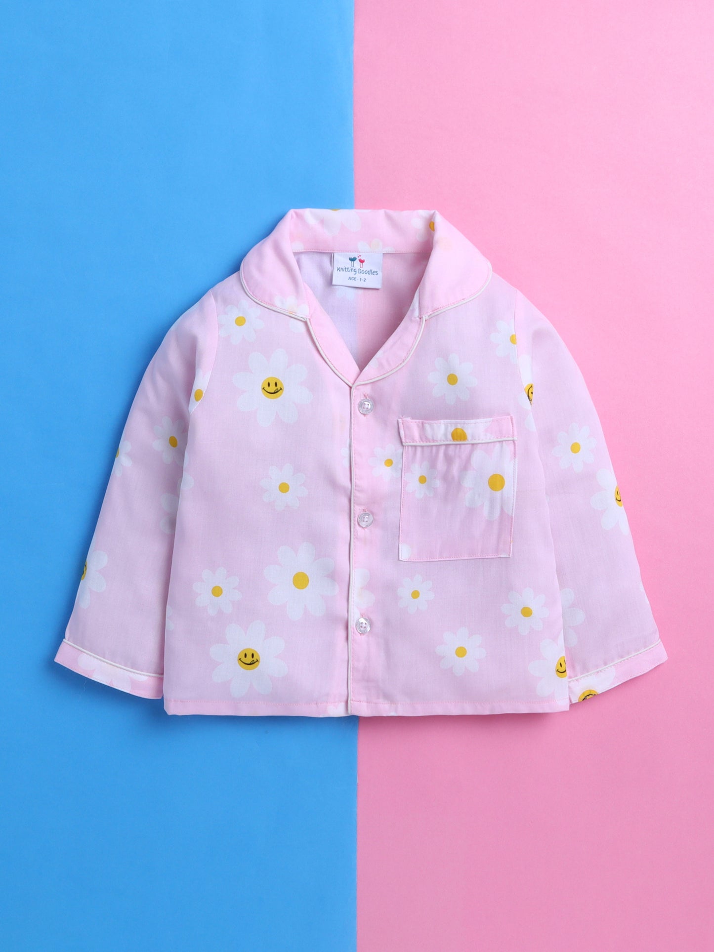 Daisies Printed Nightsuit- Pink