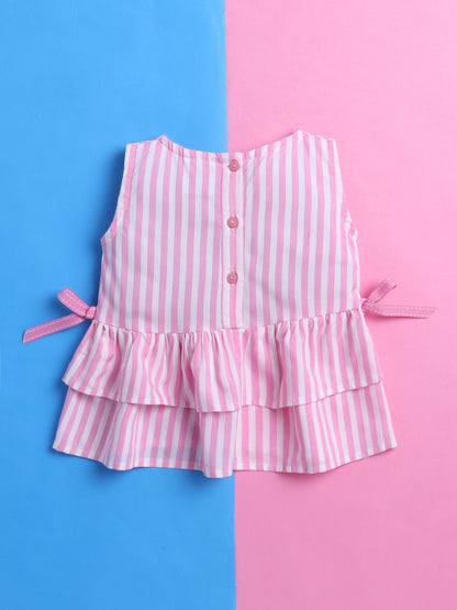 Pink and White Stripes Coord set with and Pleated Pants