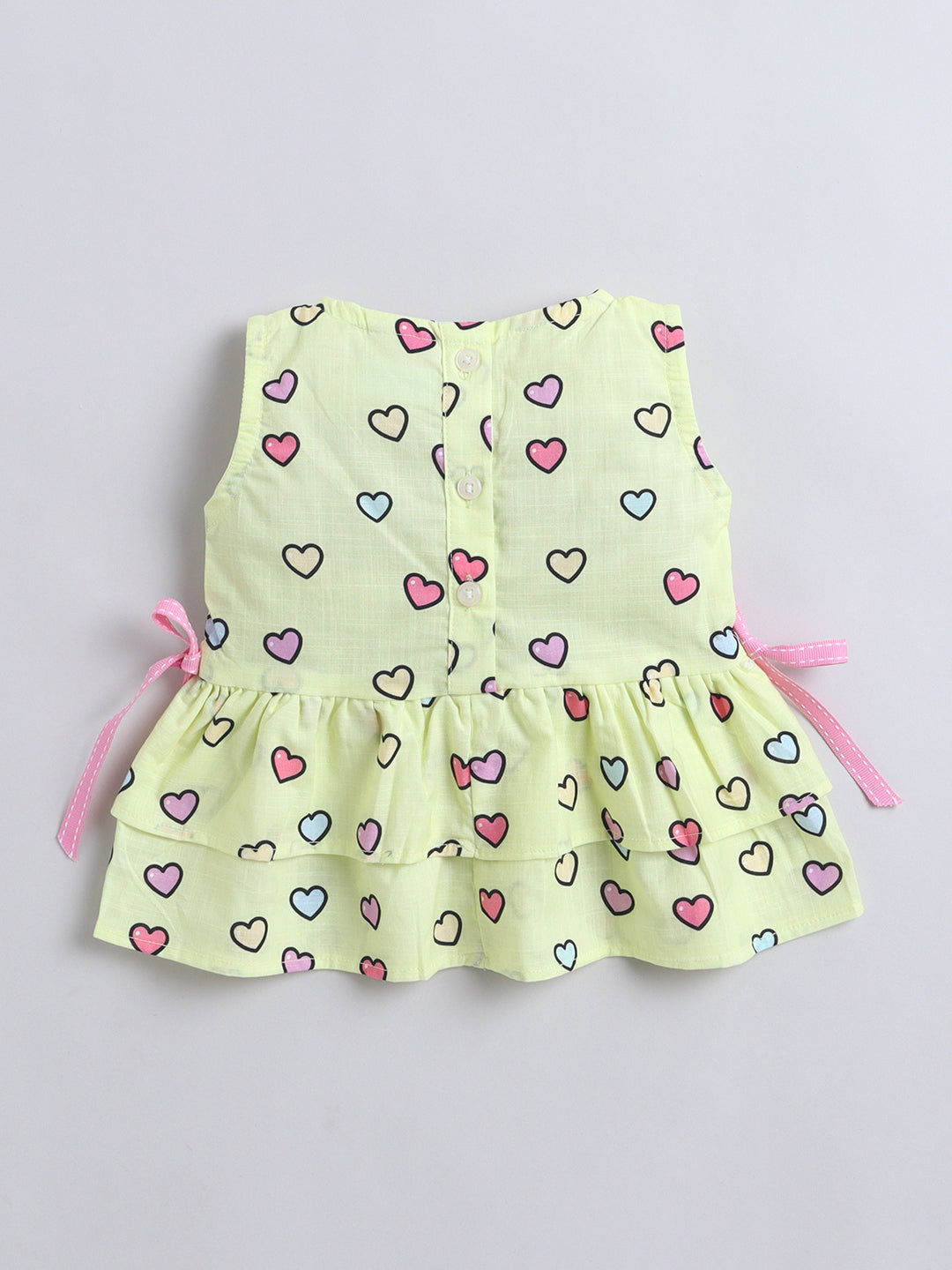 Hearts Print Coord set with and Pleated Pants- Yellow
