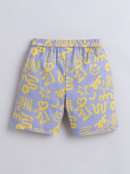 Purple Abstract Cotton Slub Co-ord Set