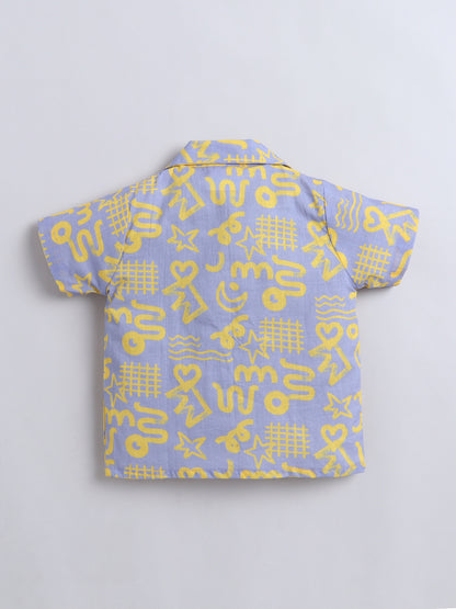 Purple Abstract Cotton Slub Co-ord Set