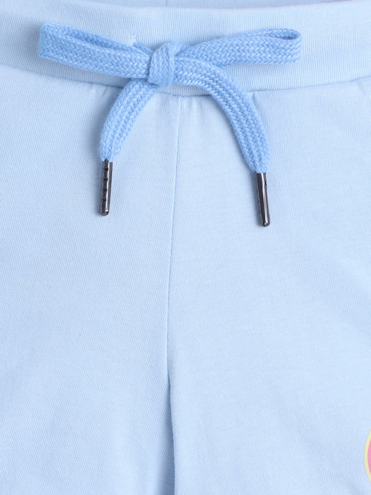Girls' Cotton Playday Shorts Set with Cute Print- Light Blue