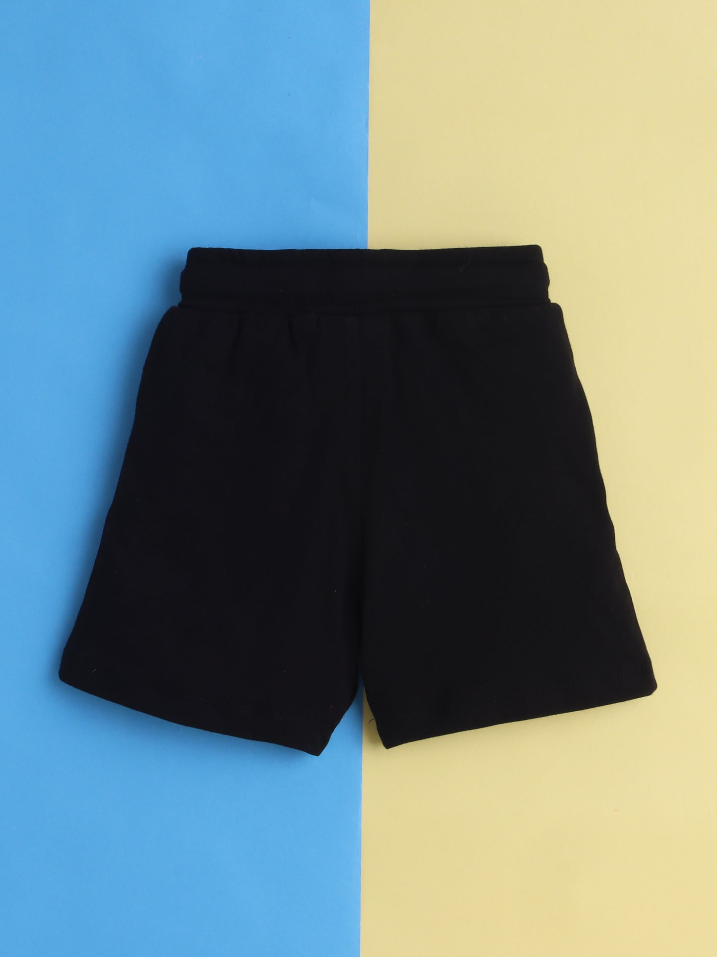 Boys' Cotton Playday Shorts Set with Cute Aeroplane Print- Black