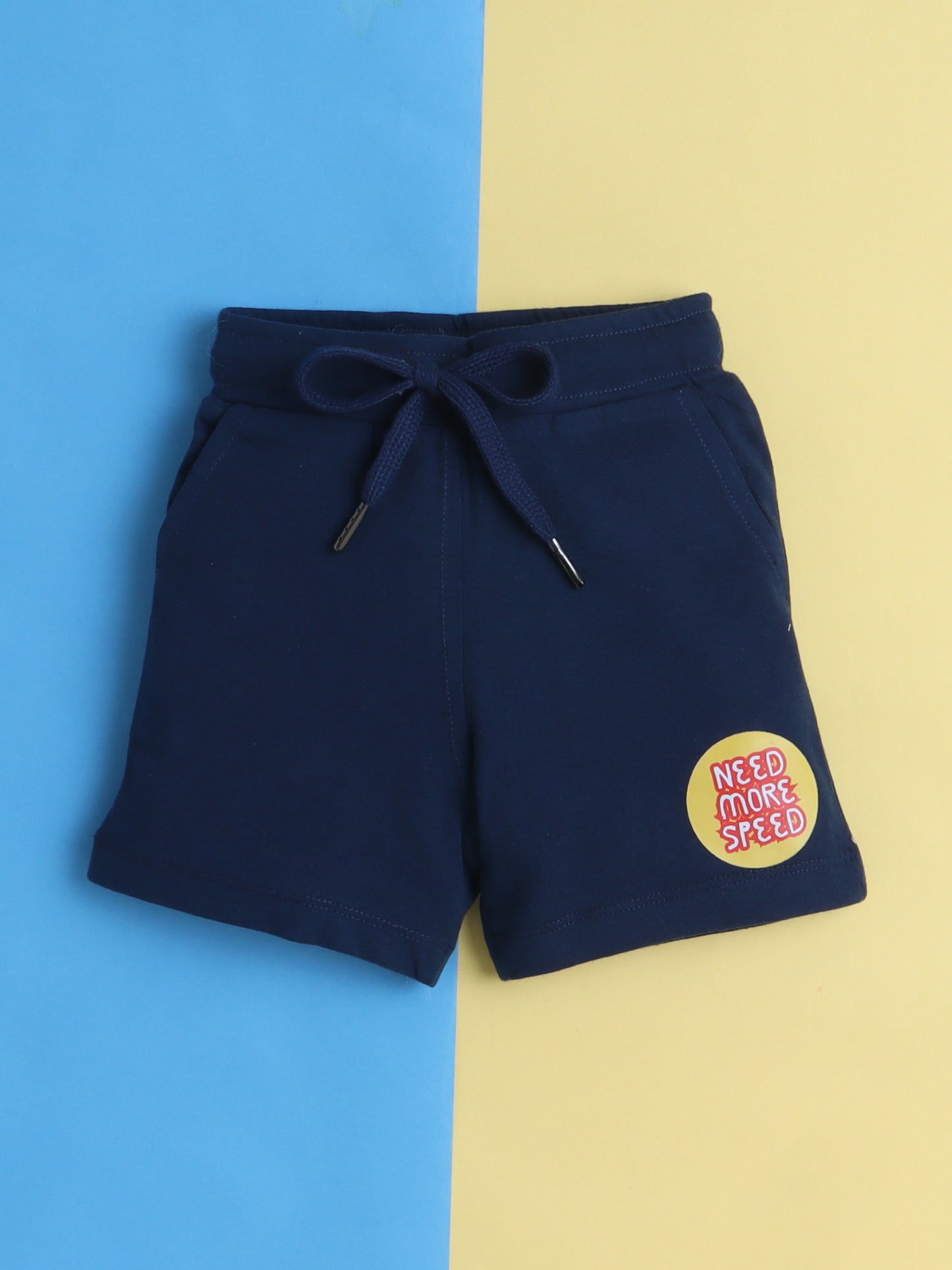 Boys' Cotton Playday Shorts Set with Cute Vehicles Print- Navy