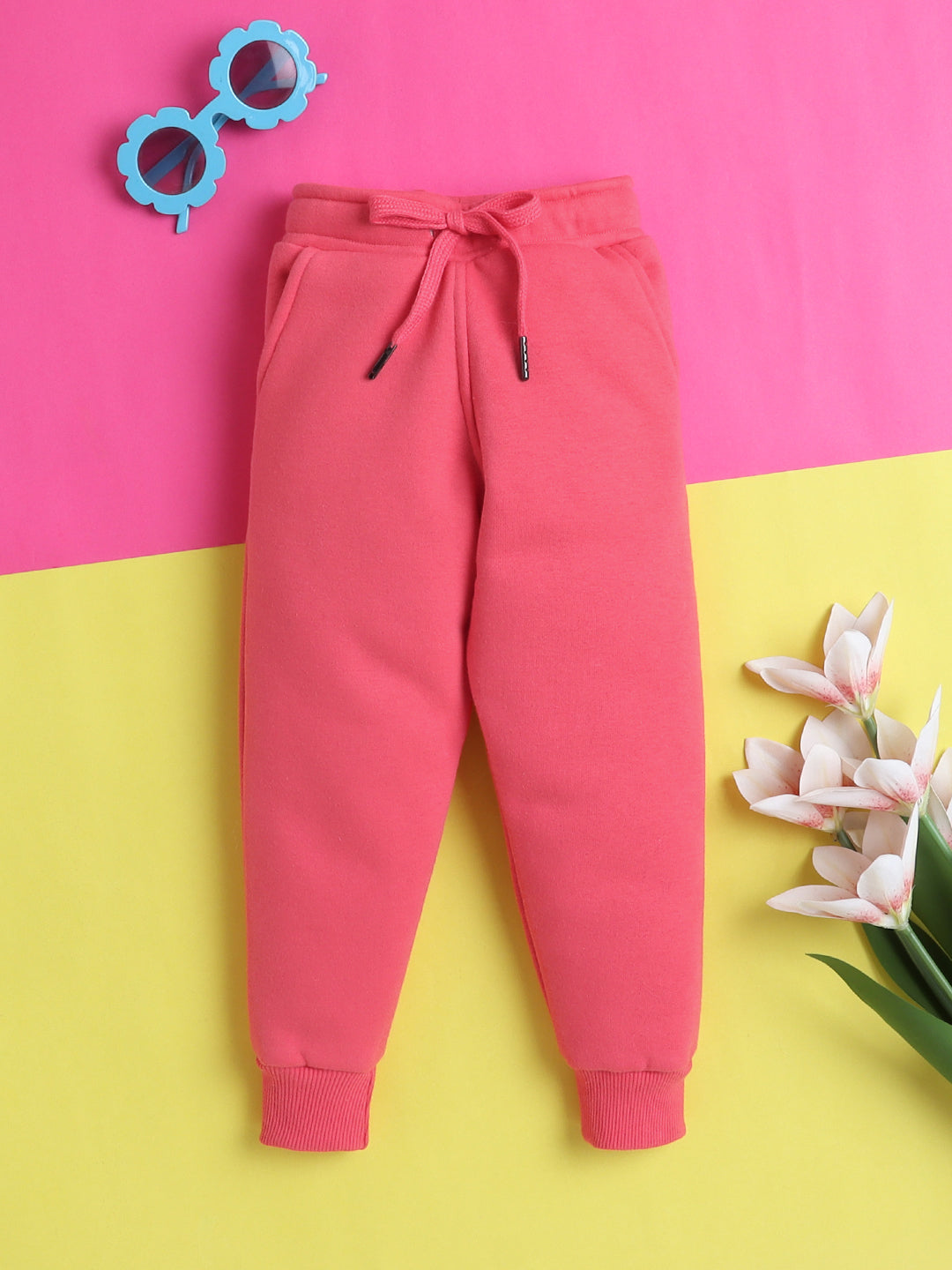 Trackpant with Fleece Lining and Elasticated waist- Pink