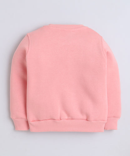 Panda Print Sweatshirt with Fleece Lining- Peach