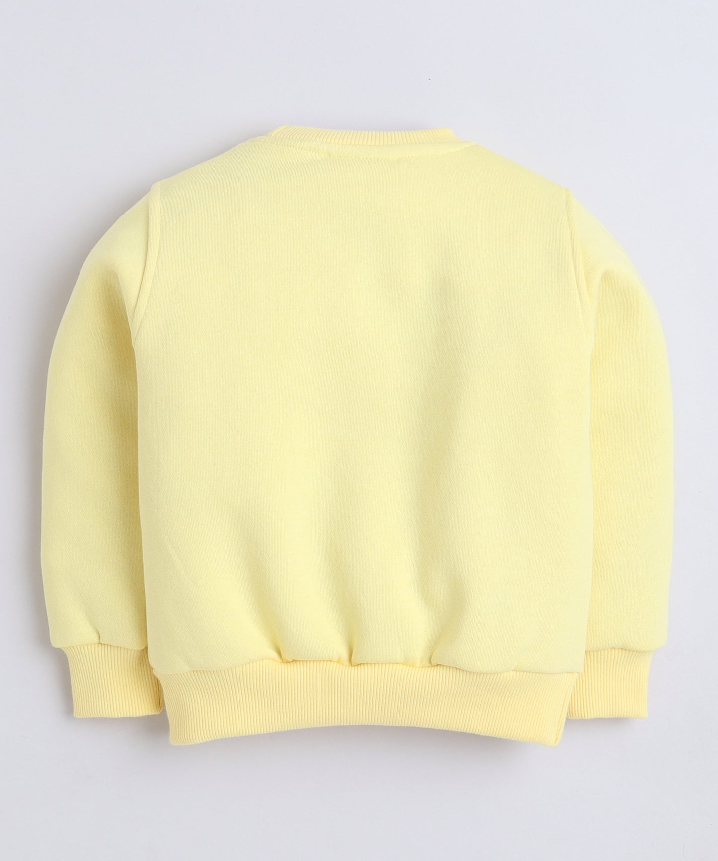 Six Pack Print Sweat Shirt with Fleece Lining- Light Yellow