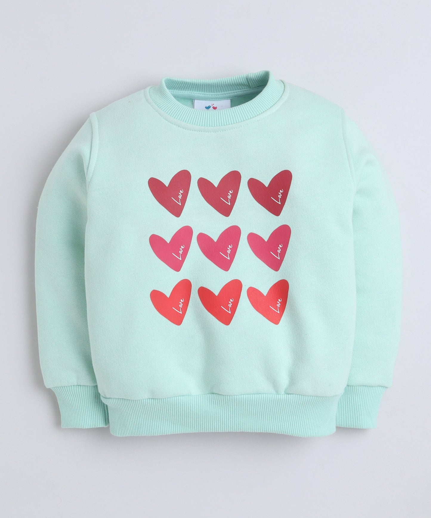 Love Sweatshirt with Fleece Lining- Sea Green