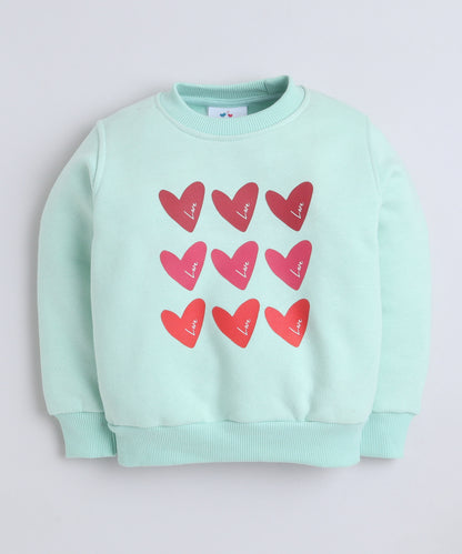 Love Sweatshirt with Fleece Lining- Sea Green